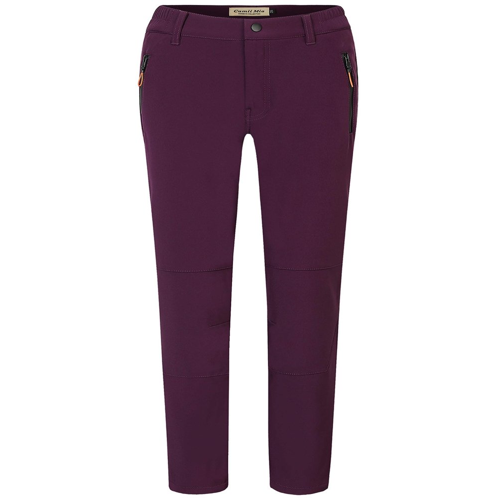 Camii Mia Women's Winter Warm Outdoor Slim Windproof Waterproof Ski Snow Fleece Hiking Pants (36W x 30L, Purple)