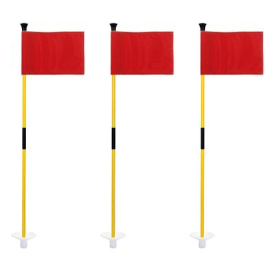 KINGTOP Golf Flagstick Mini, Putting Green Flag for Yard, 3 Feet Flagpole 2-Section Design, Golf Pin Flags Set, 3-Pack