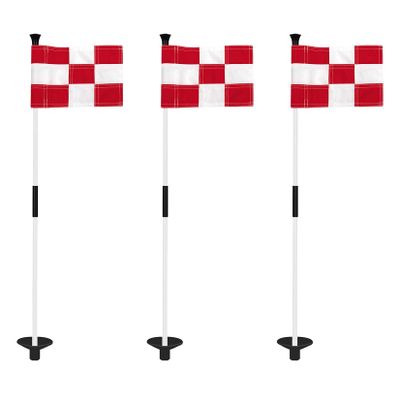 KINGTOP Golf Flagstick Mini, Putting Green Flag for Yard, 3 Feet Flagpole 2-Section Design, Golf Pin Flags Set, 3-Pack
