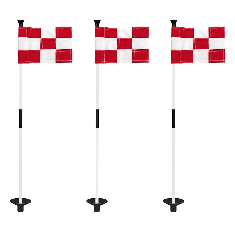 KINGTOP Golf Flagstick Mini, Putting Green Flag for Yard, 3 Feet Flagpole 2-Section Design, Golf Pin Flags Set, 3-Pack