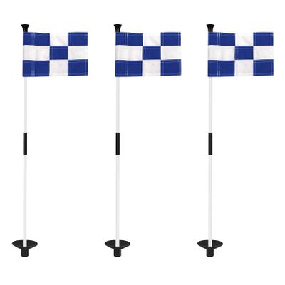 KINGTOP Golf Flagstick Mini, Putting Green Flag for Yard, 3 Feet Flagpole 2-Section Design, Golf Pin Flags Set, 3-Pack