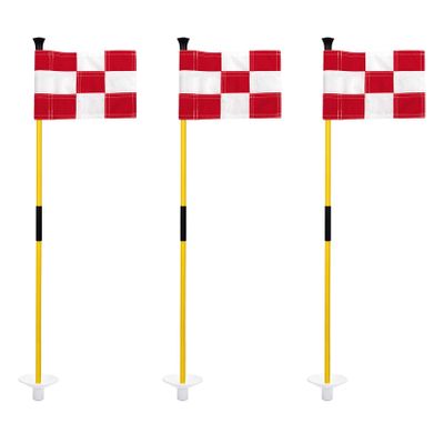 KINGTOP Golf Flagstick Mini, Putting Green Flag for Yard, 3 Feet Flagpole 2-Section Design, Golf Pin Flags Set, 3-Pack