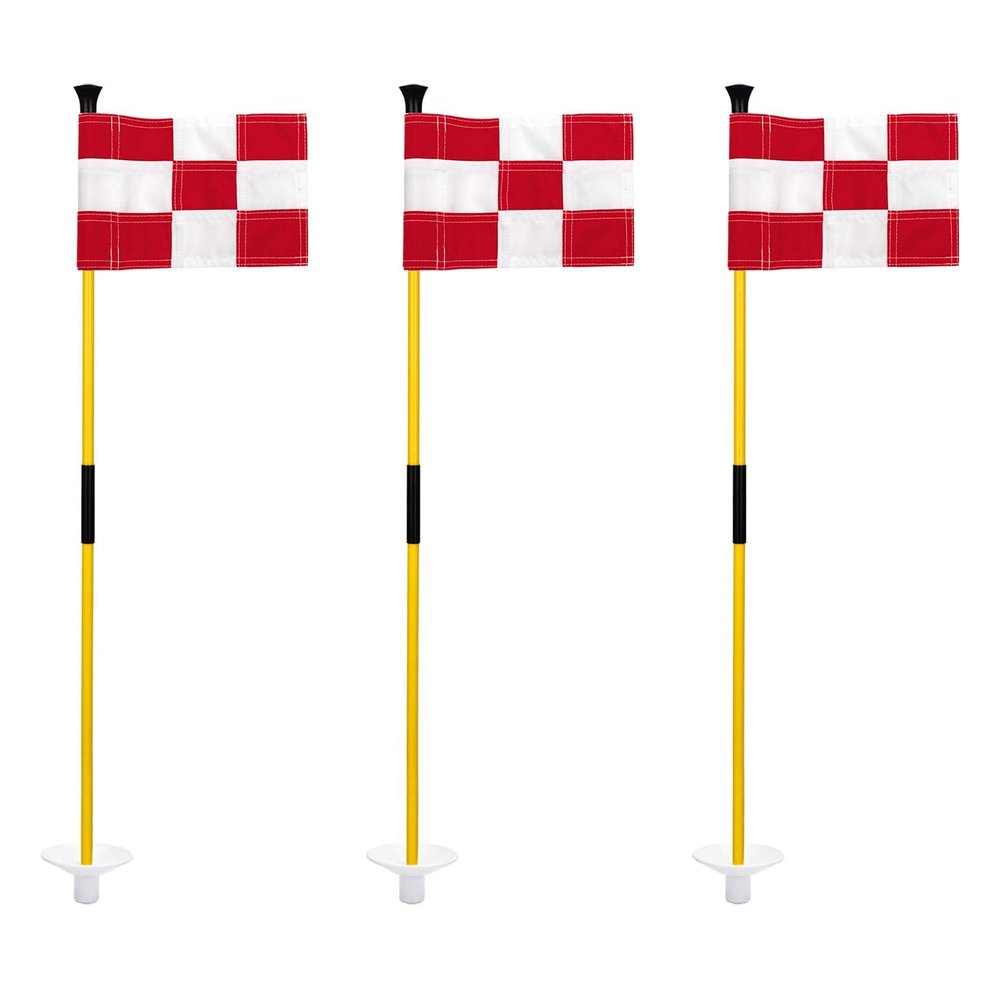 KINGTOP Golf Flagstick Mini, Putting Green Flag for Yard, 3 Feet Flagpole 2-Section Design, Golf Pin Flags Set, 3-Pack