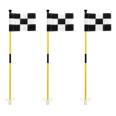 KINGTOP Golf Flagstick Mini, Putting Green Flag for Yard, 3 Feet Flagpole 2-Section Design, Golf Pin Flags Set, 3-Pack