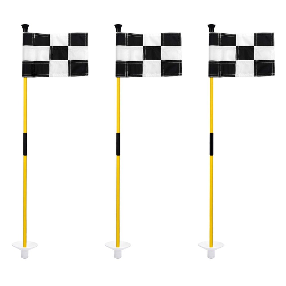 KINGTOP Golf Flagstick Mini, Putting Green Flag for Yard, 3 Feet Flagpole 2-Section Design, Golf Pin Flags Set, 3-Pack
