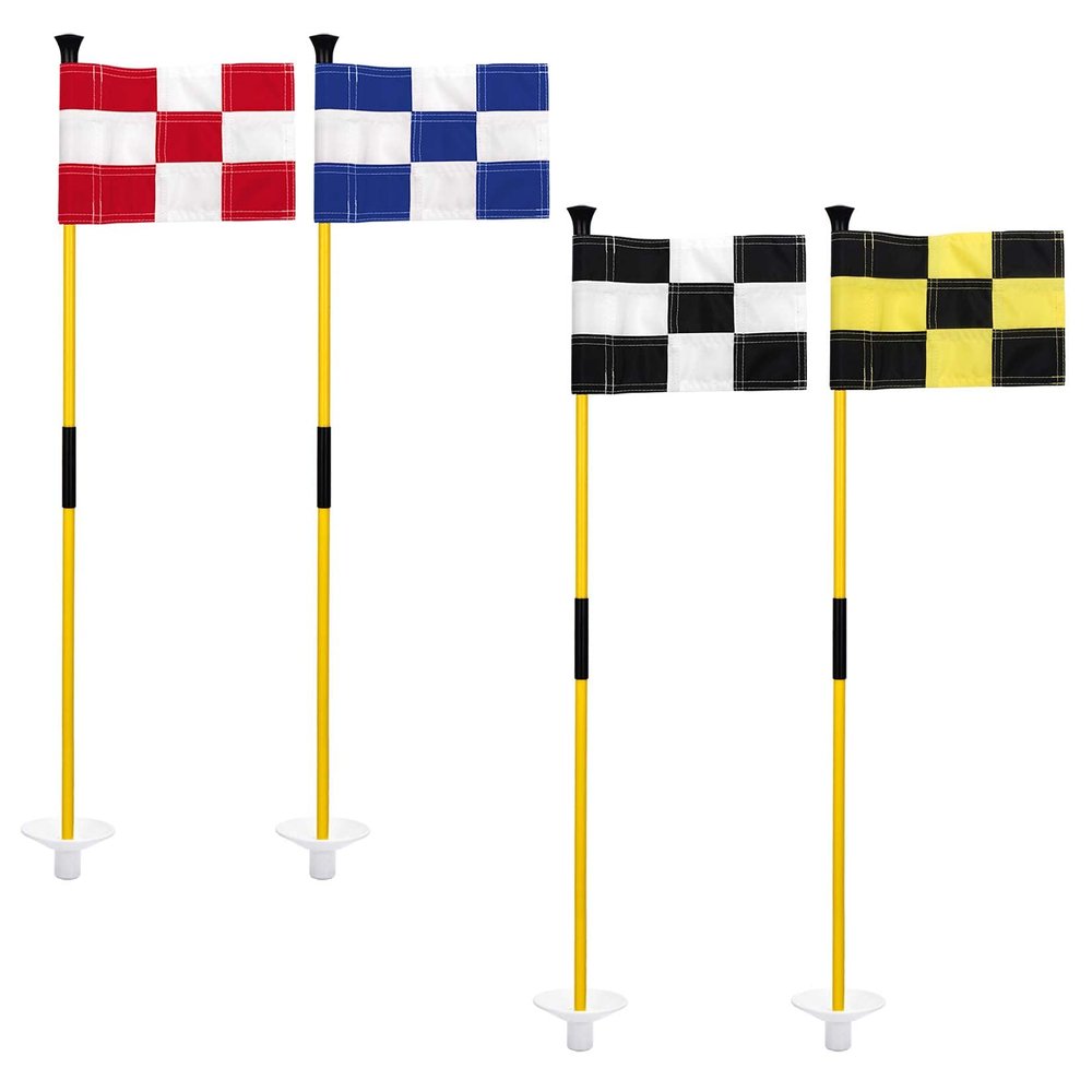 KINGTOP Golf Flagstick Mini, Putting Green Flag for Yard, 3 Feet Flagpole 2-Section Design, Golf Pin Flags Set, 4-Pack