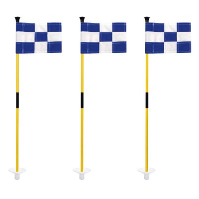 KINGTOP Golf Flagstick Mini, Putting Green Flag for Yard, 3 Feet Flagpole 2-Section Design, Golf Pin Flags Set, 3-Pack