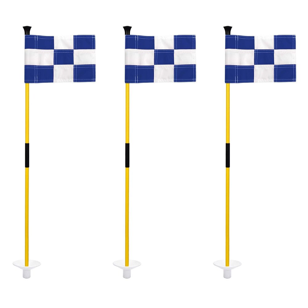 KINGTOP Golf Flagstick Mini, Putting Green Flag for Yard, 3 Feet Flagpole 2-Section Design, Golf Pin Flags Set, 3-Pack