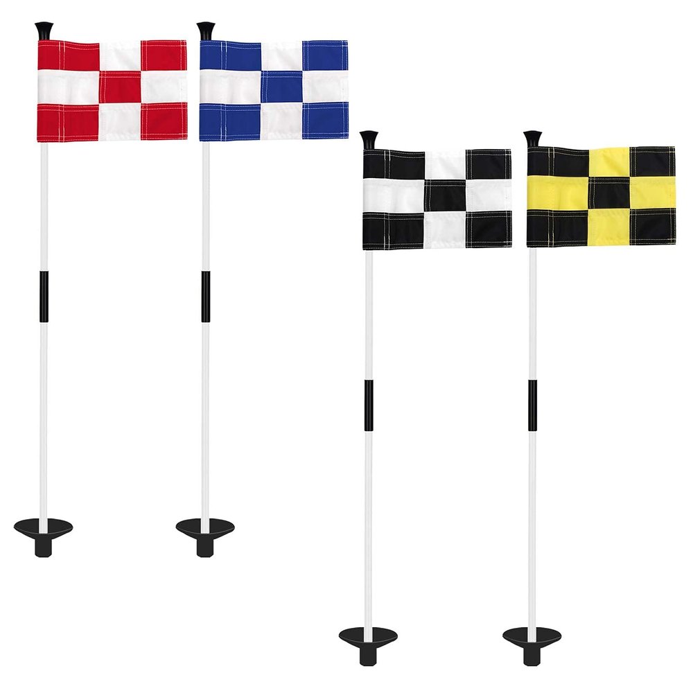 KINGTOP Golf Flagstick Mini, Putting Green Flag for Yard, 3 Feet Flagpole 2-Section Design, Golf Pin Flags Set, 4-Pack