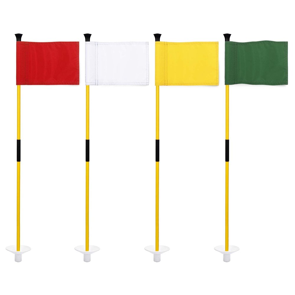 KINGTOP Golf Flagstick Mini, Putting Green Flag for Yard, 3 Feet Flagpole 2-Section Design, Golf Pin Flags Set, 4-Pack
