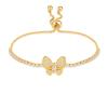 COTTVOTT Sparkling Cubic Zirconia Adjustable Slider Tennis Charm Bracelet For Women (Golden, Butterfly)