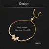 COTTVOTT Sparkling Cubic Zirconia Adjustable Slider Tennis Charm Bracelet For Women (Golden, Butterfly) view 2