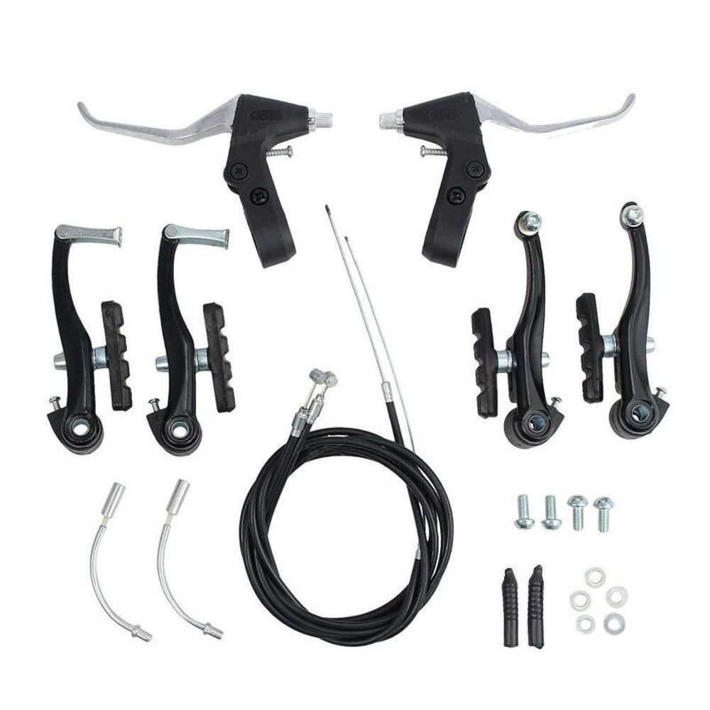 LINASHI Bicycle V Brake Kit, Durable Mountain Bike Road Bicycle V Brake Kit Riding Cycling Accessories Set Black