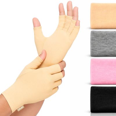 Vive Compression Arthritis Gloves - Comfortable Fit for Men and Women - Open Finger for Rheumatoid, Osteoarthritis, Carpal Tunnel and Computer Typing Pain Relief - Hand and Wrist (X-Small)