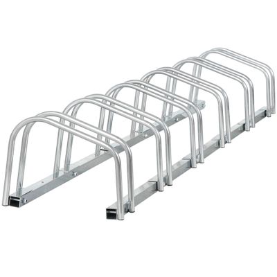 F2C 1-6 Bike Floor Parking Rack Adjustable Bicycle Stand Organizer for Garage Storage, Indoor and Outdoor Silver