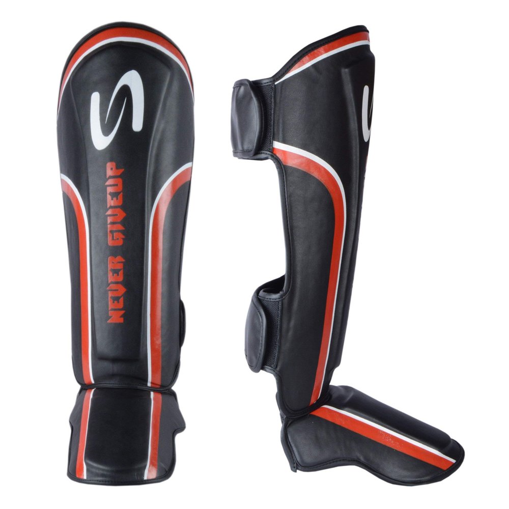 Never Give Up - Shin Instep Guard for Boxing MMA Muay Thai Training & Fight (S/M)