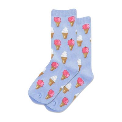 Hot Sox Kid's Ice Cream Crew Socks 1 Pair, Periwinkle, Kid's Small/Medium