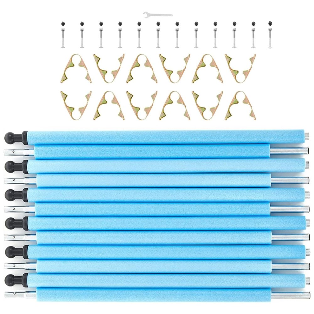 SkyBound Universal Replacement Enclosure Poles and Hardware - Complete Set of 6 Poles - Net not Included - Blue