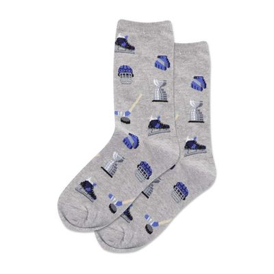 Hot Sox Kid's Hockey Crew Socks 1 Pair, Grey Heather, Kid's Large/Extra Large