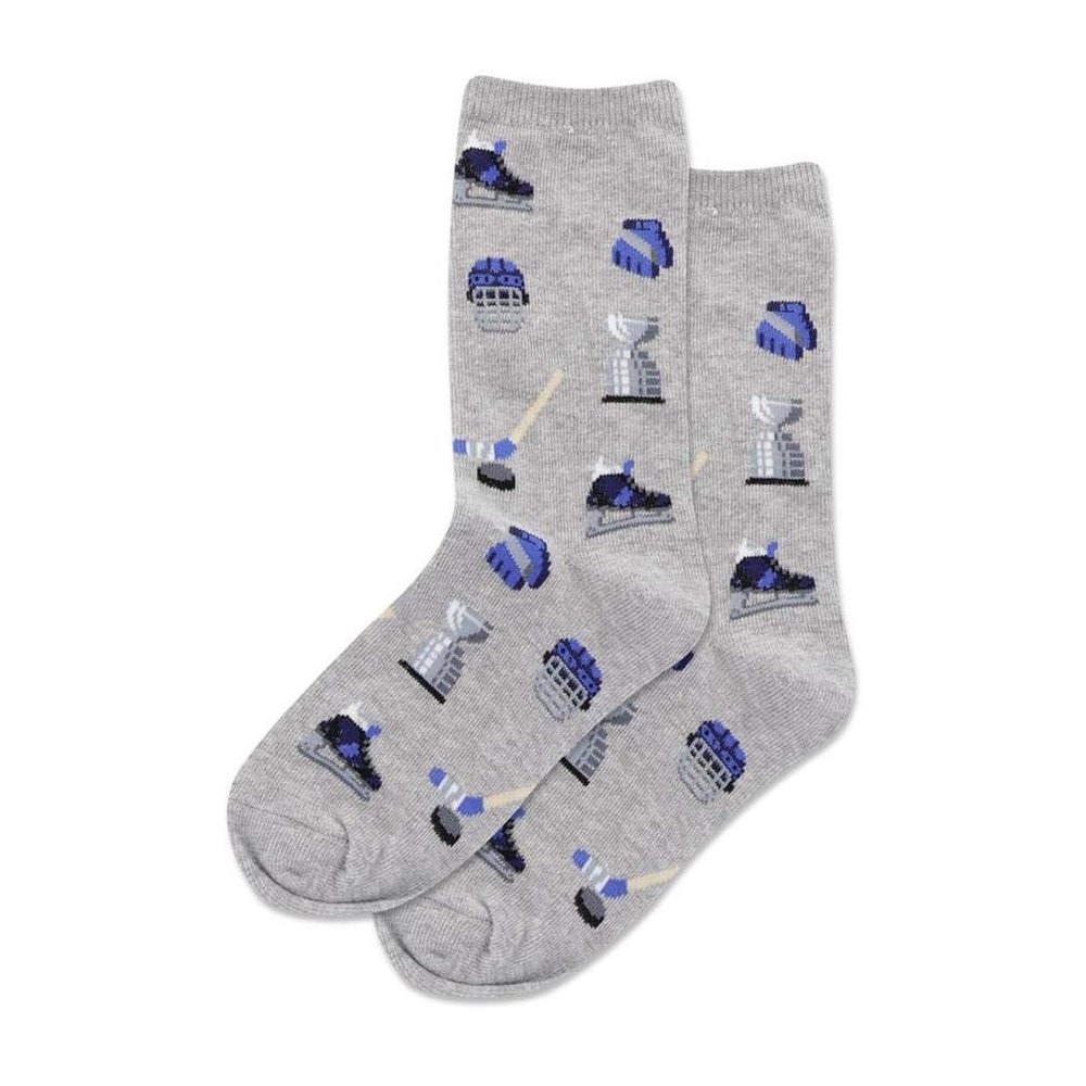 Hot Sox Kid's Hockey Crew Socks 1 Pair, Grey Heather, Kid's Large/Extra Large