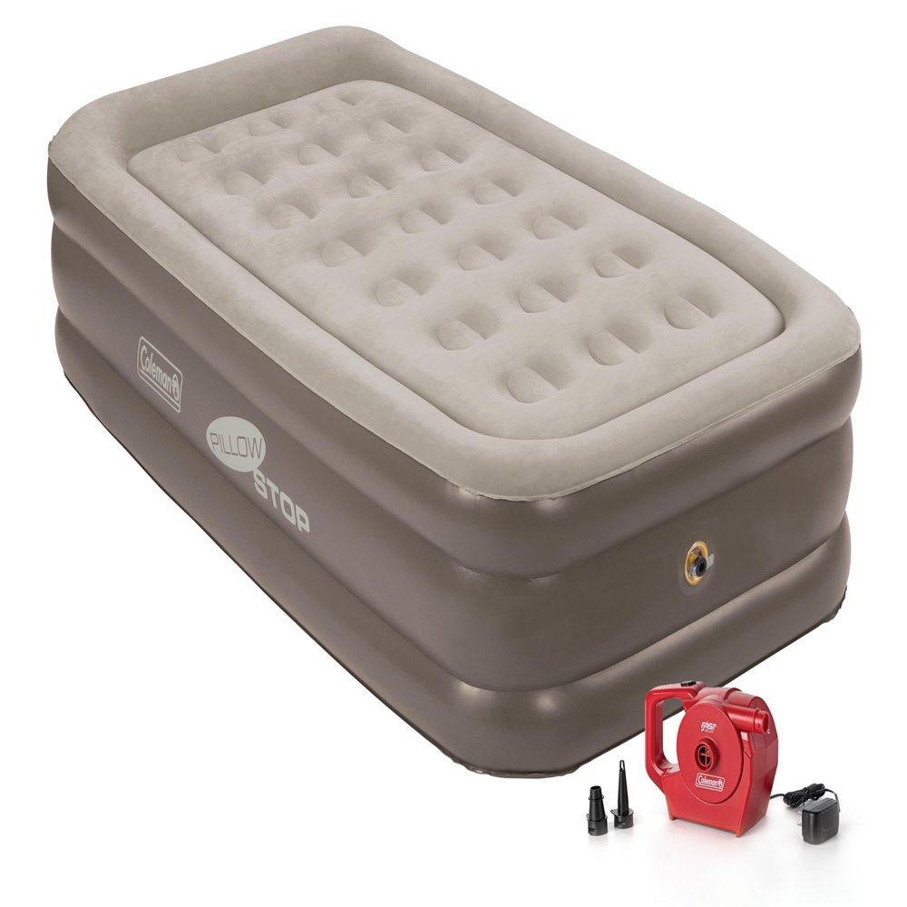 Coleman SupportRest Double-High 18" Twin Air Mattress | Indoor and Outdoor Raised Airbed with 120V Rechargeable Air Pump | Blow Up Air Mattress for Camping