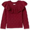 Amazon Essentials Girls' Soft Touch Ruffle Pullover Sweater, Raspberry Red Shearling, XX-Large view 1