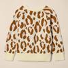 Amazon Essentials Girls' Pullover Crewneck Sweater, Ivory Leopard, X-Small view 2