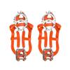 FAVOMOTO 1pair Teeth Ice Cleats for Boots and Shoes Durable Anti-Slip Crampons for Hiking Climbing and Ice Fishing Orange view 1