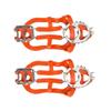 FAVOMOTO 1pair Teeth Ice Cleats for Boots and Shoes Durable Anti-Slip Crampons for Hiking Climbing and Ice Fishing Orange view 2