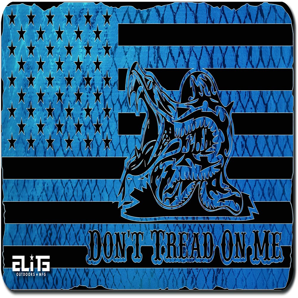 ELITE OUTDOORS MFG Blue Snakeskin Gadsden Don't Tread ON ME USA Flag Gun Cleaning MAT 12inch x 22inch. Made in The USA. Free Wallet Bottle Opener Included. , X-Large