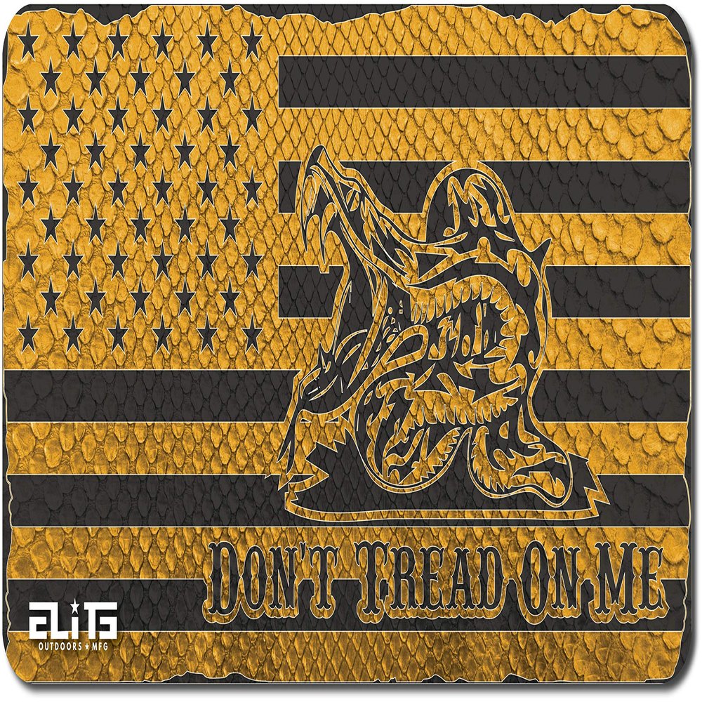ELITE OUTDOORS MFG Yellow Snakeskin Gadsden Don't Tread ON ME USA Flag Gun Cleaning MAT 12inch x 22inch. Made in The USA. Free Wallet Bottle Opener Included. , X-Large