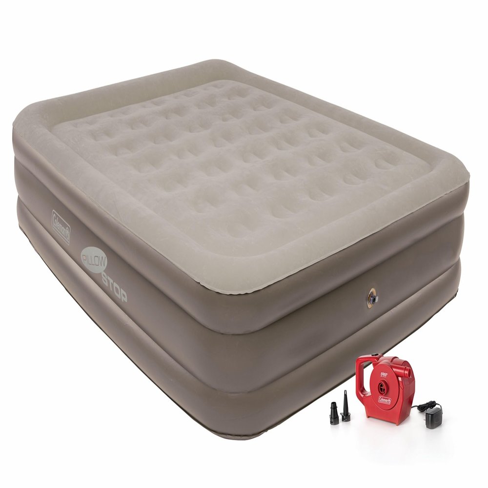 Coleman SupportRest Double-High 18" Queen Air Mattress | Indoor and Outdoor Raised Airbed with 120V Rechargeable Air Pump | Blow Up Air Mattress for Camping