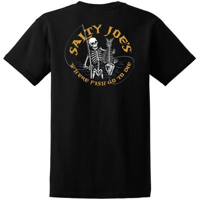 SALTY JOES Fishin Bones Logo Short Sleeve Heavyweight Tee-S-Black
