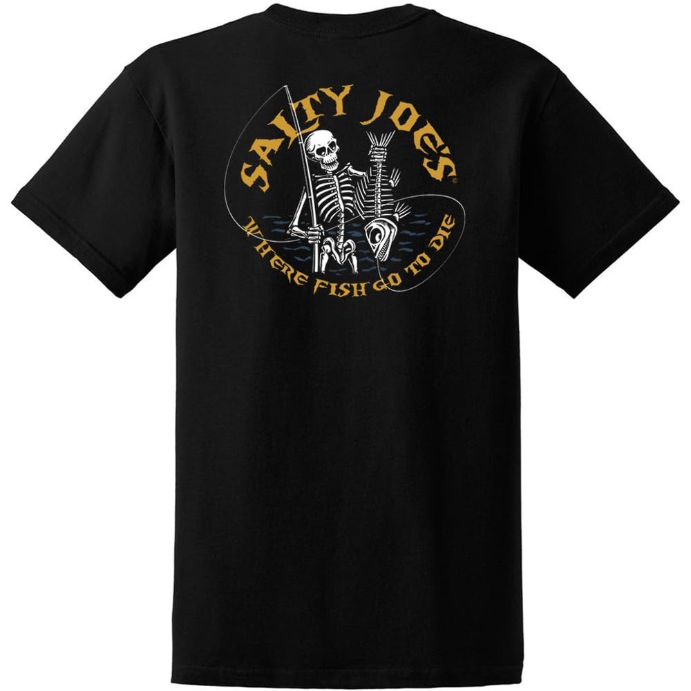 SALTY JOES Fishin Bones Logo Short Sleeve Heavyweight Tee-S-Black