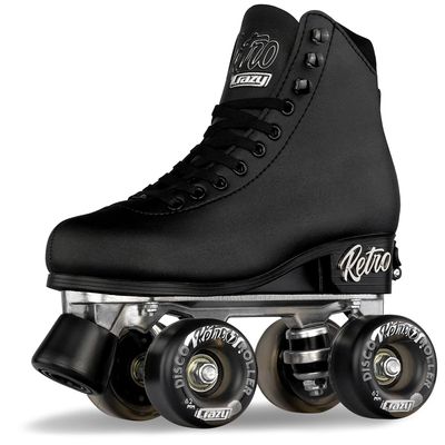 Crazy Skates Retro Roller Skates | Adjustable or Fixed Sizes | Classic Quad Skates for Women and Girls - Black (Adjustable) (Size: Medium | 3-6)