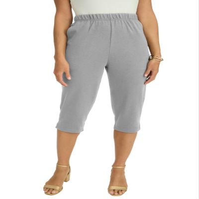 Jessica London Women's Plus Size Soft Ease Capri - 26/28, Medium Heather Grey
