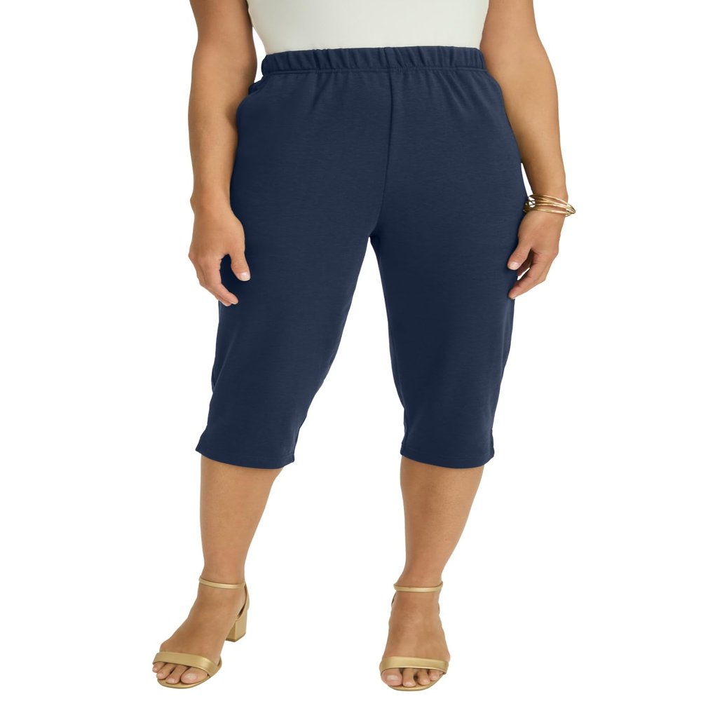 Jessica London Women's Plus Size Soft Ease Capri - 12, Navy