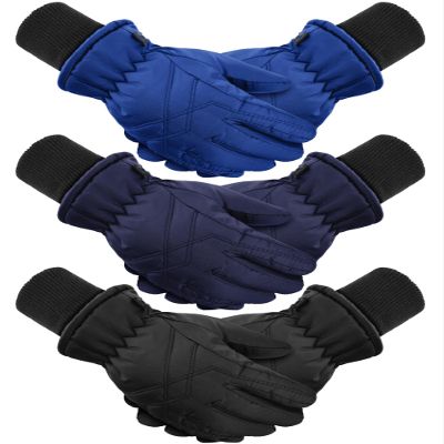 Hicarer 3 Pairs Winter Gloves, Kids Waterproof and Windproof, Ski Warm Gloves for Cold Weather, Boys Girls Toddler, 3 Colors