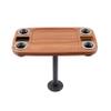 Manufacturers' Select ITC Boat Table Set - 18"x34" Removable Pontoon Boat Table with Pedestal Leg, 4 Drink Holders, and 2 Phone Stands (Cinnamon Brown Table with Black Leg) view 1