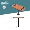 Manufacturers' Select ITC Boat Table Set - 18"x34" Removable Pontoon Boat Table with Pedestal Leg, 4 Drink Holders, and 2 Phone Stands (Cinnamon Brown Table with Black Leg) view 2