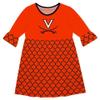 Vive La Fete Virginia Cavaliers Quatrefoil Orange Amy Dress Three Quarter view 1