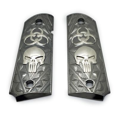 1911 Grips Full Size for Colt Rock Island Springfield Taurus & Clones Skull Grips Black Nickel Plated Base Color