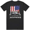 1955 Chevy Bel Air Front Grill View Silhouette with Us Flag T Shirt S Black view 1