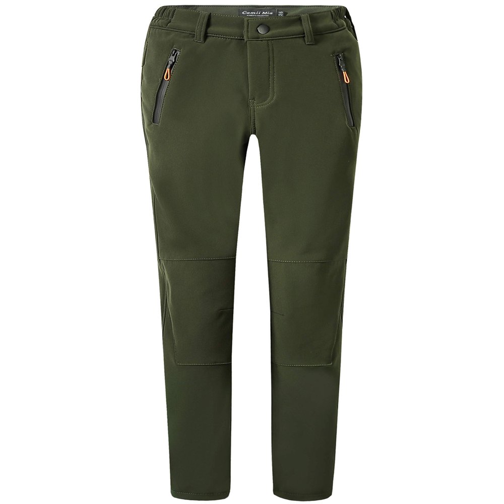 Camii Mia Women's Winter Warm Outdoor Slim Windproof Waterproof Ski Snow Fleece Hiking Pants (36W x 30L, Army Green)