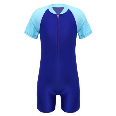 Yeahdor Unisex Boys Girls Solid One Piece Rash Guard Shirts Surfing Wetsuit Athletic Swimsuit Beachwear Royal Blue 1-3
