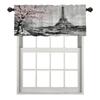 BaoNews Paris City Landscape Kitchen Valances Half Window Curtain, Oil Painting Paris European City Landscape France Eiffel Blackout Decoration Window Valances Curtains Drapes for Kitchen Bedroom view 1