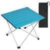 Tesouro Portable Camping Table,Folding Side Table Aluminum Top for Outdoor Cooking, Hiking, Travel, Picnic (Blue-Medium) view 1