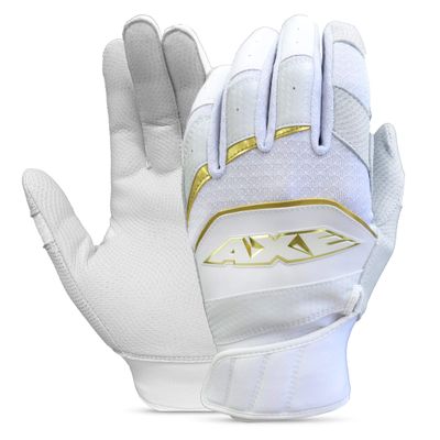 Axe Pro-Fit Batting Gloves White/Gold Cabretta Leather Adult S