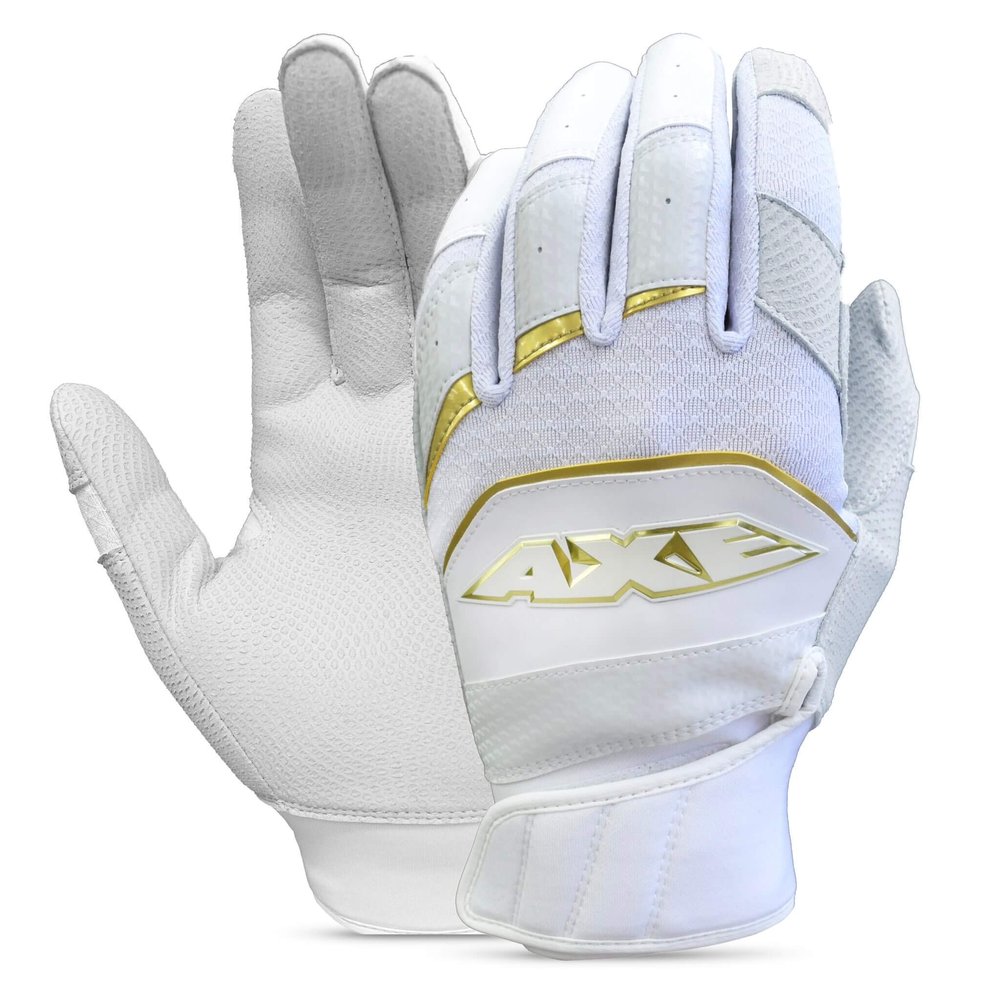 Axe Pro-Fit Batting Gloves White/Gold Cabretta Leather Adult S