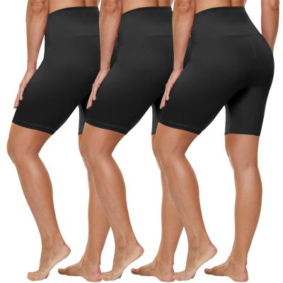 HLTPRO 3 Pack Plus Size Biker Shorts for Women (L-4XL)- 8"/5" High Waist Tummy Control Shorts for Workout, Yoga, Running
